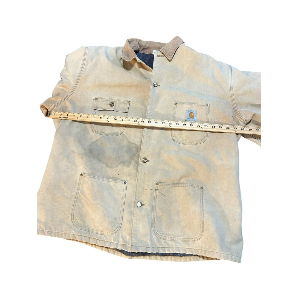 VTG CARHARTT Size XL? 80's USA Made Men's Blanket Lined Chore Coat Jacket FLAWS - Picture 4 of 8
